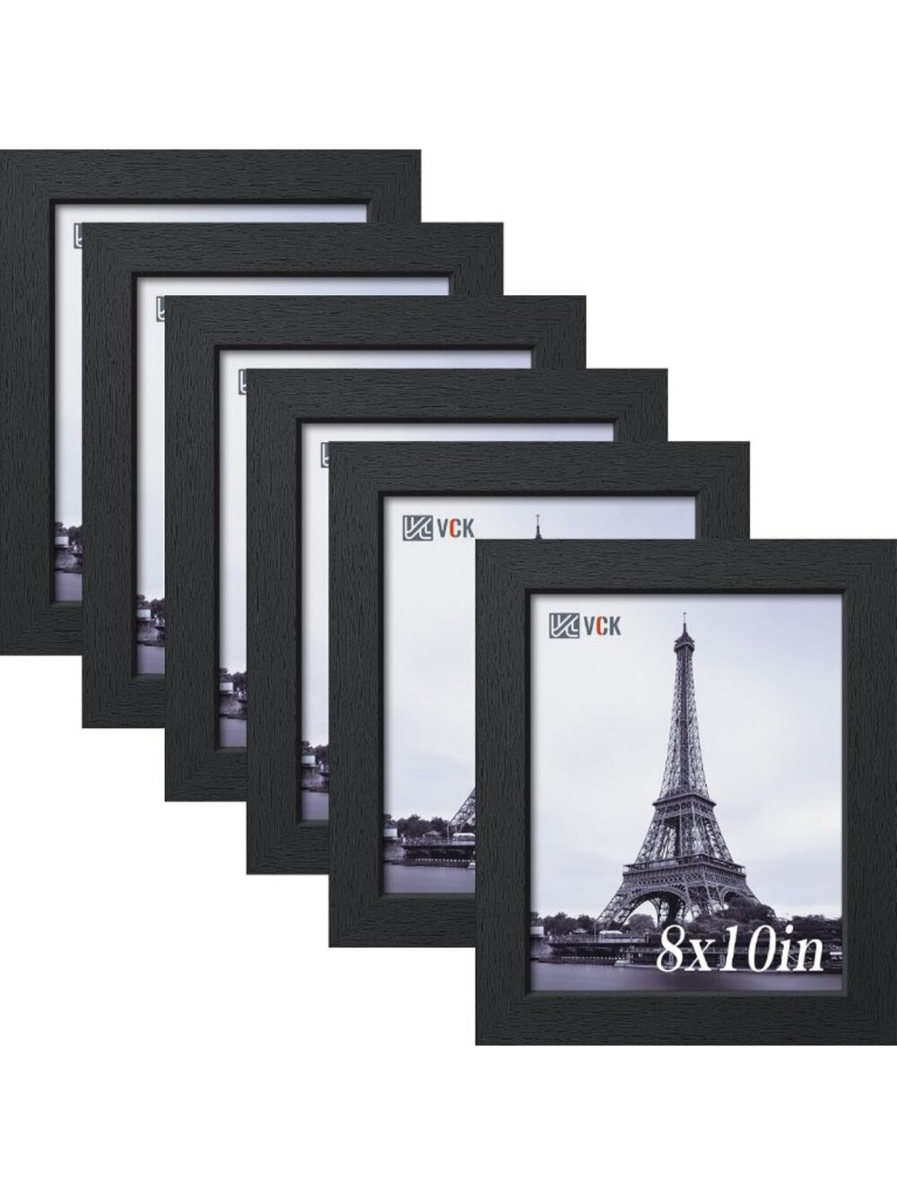 Set of 6 Black Wood 8x10 Picture Frames for Stylish Photo Gallery Display